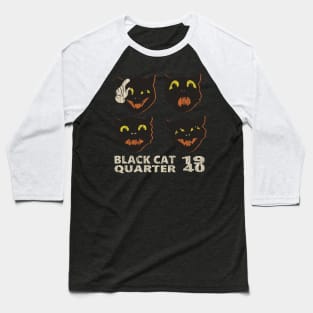 Black Cat Quartet 1940s Halloween Baseball T-Shirt